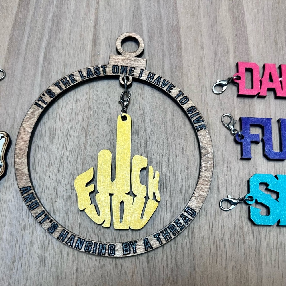 Sarcastic Decorative Ornament, “My Last Flying…” w/Interchangeable Feels